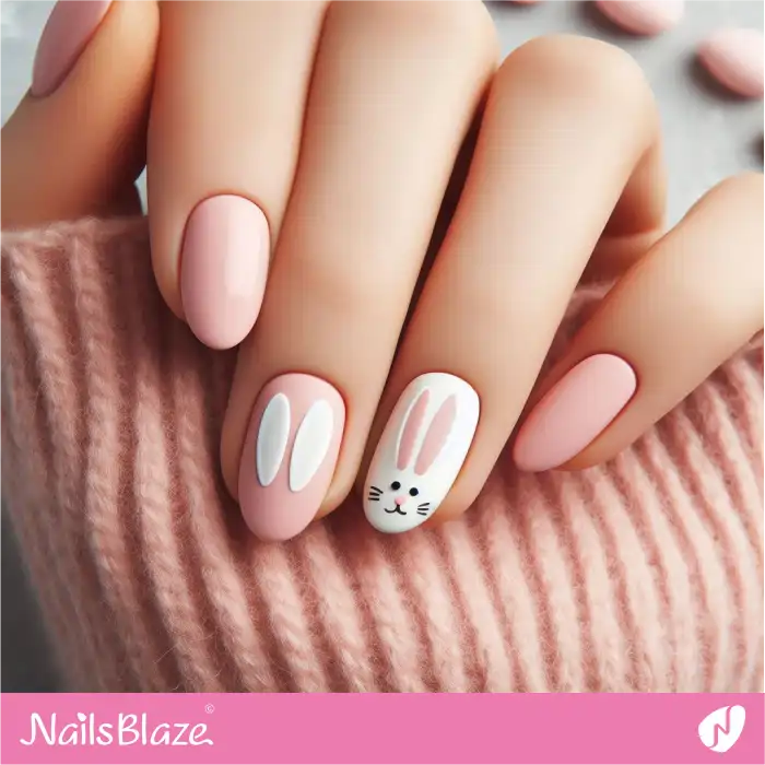 Matte Pink Nails Easter Bunny Ear Design | Easter Nails - NB3400